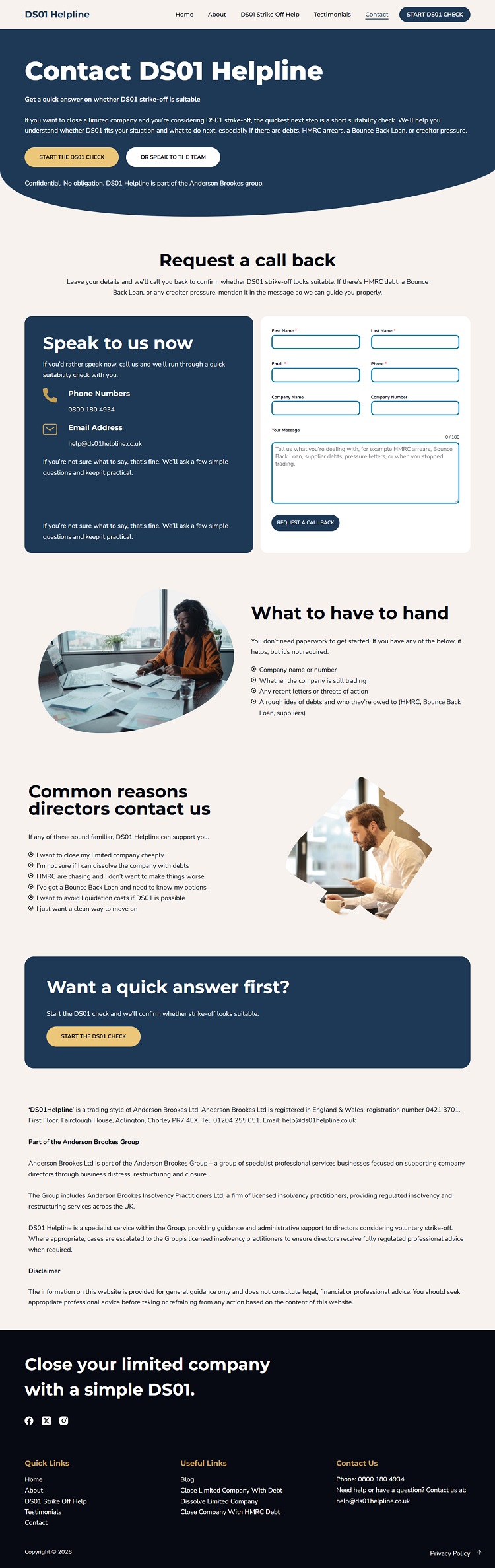 ds01helpline UK — inner page