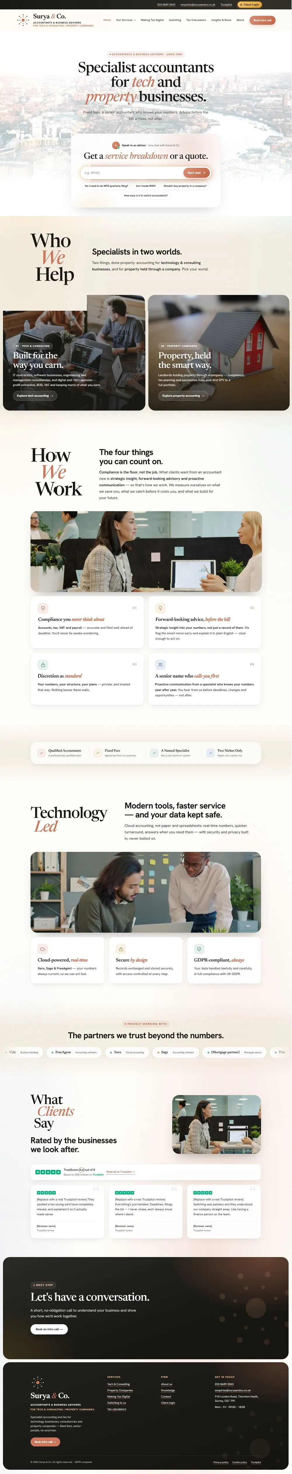 Surya & Co AI Website Development — main page