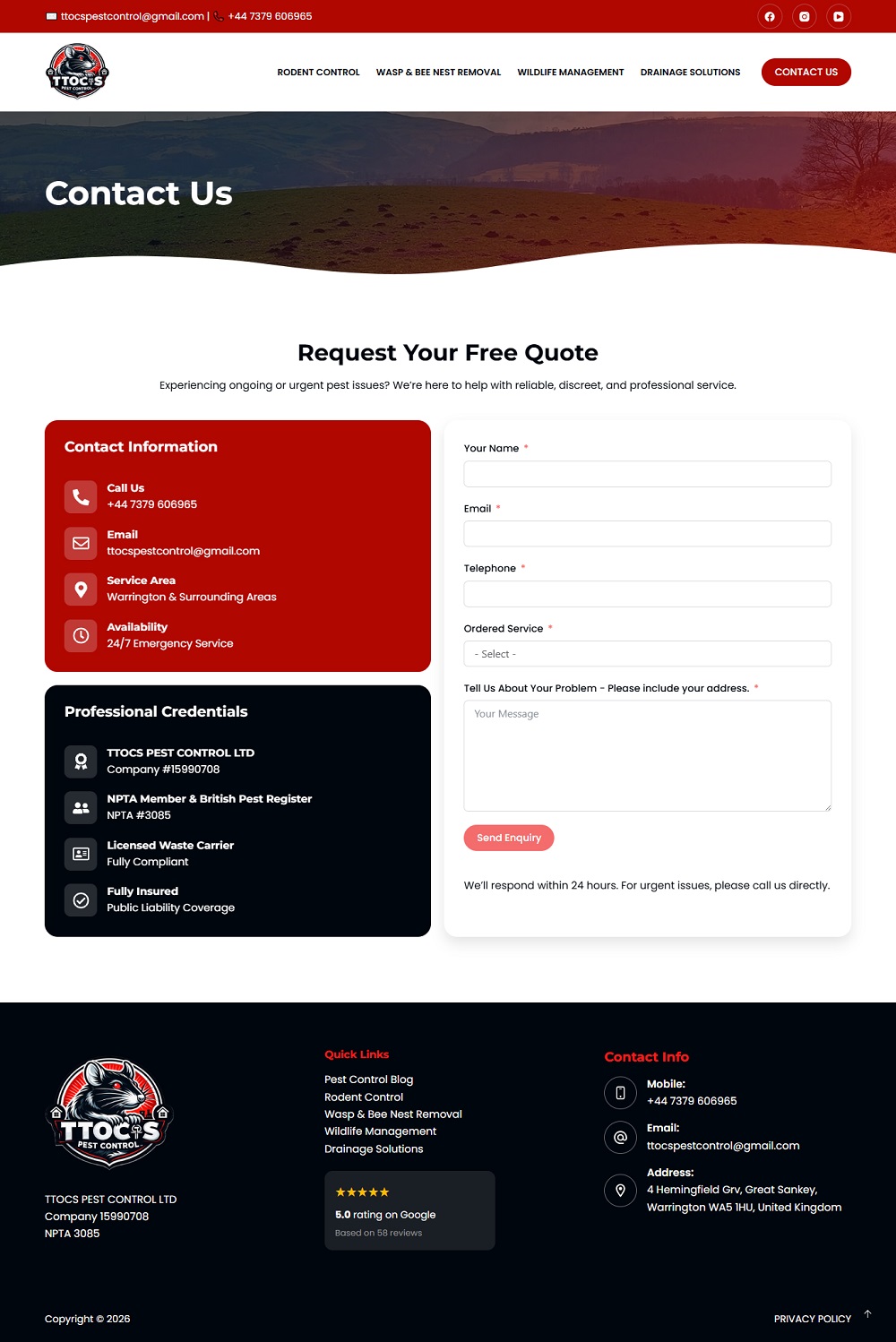 Pest Control Services in Warrington — inner page
